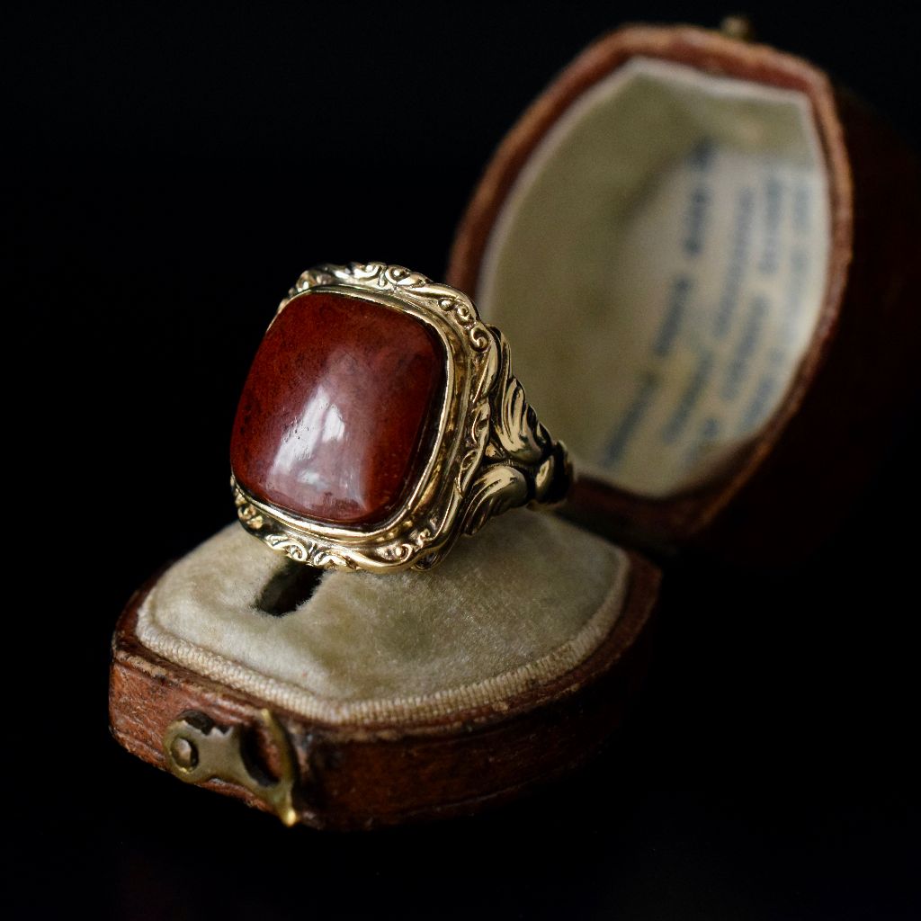 Vintage 14ct Yellow Gold Jasper Signet Ring