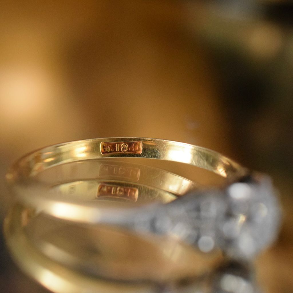 Antique 18ct Yellow Gold 0.25ct Solitaire Diamond Ring by ‘Dunklings’ Circa 1940