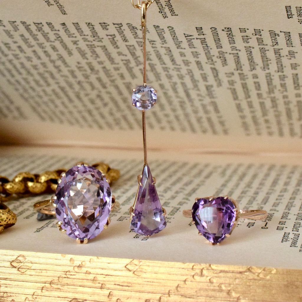 Antique Edwardian ‘Rose de France’ Amethyst 9ct Lavaliere