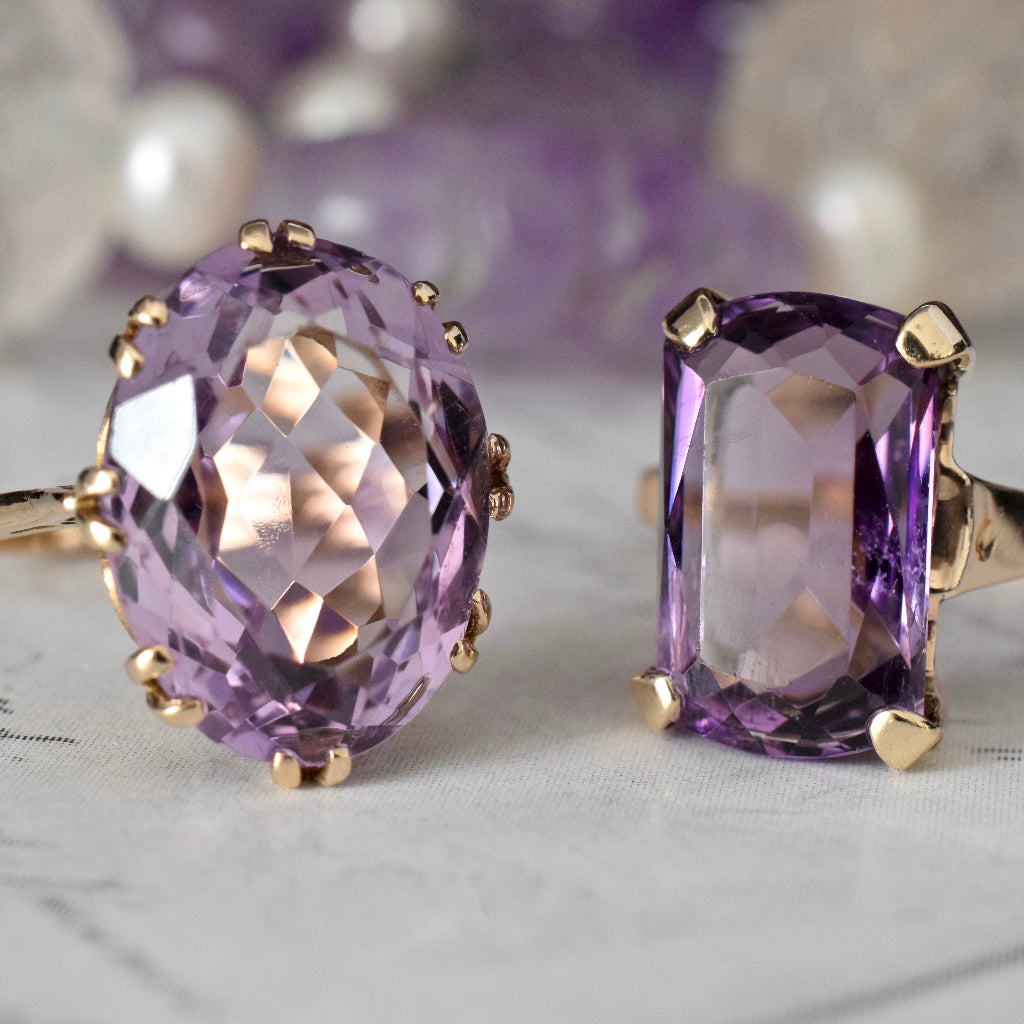 Vintage ‘Rose de France’ Oval Amethyst 9ct Yellow Gold Ring