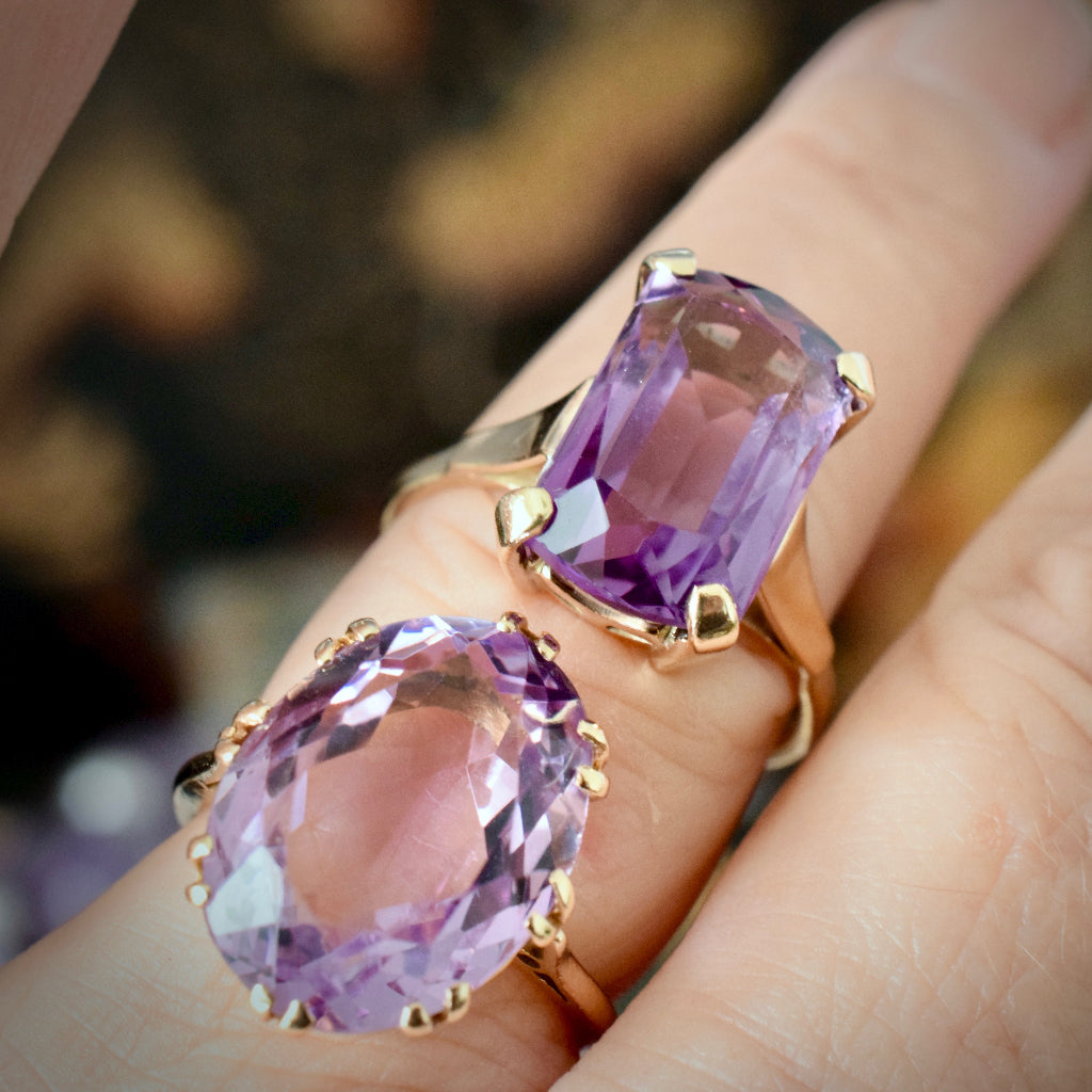 Vintage ‘Rose de France’ Oval Amethyst 9ct Yellow Gold Ring
