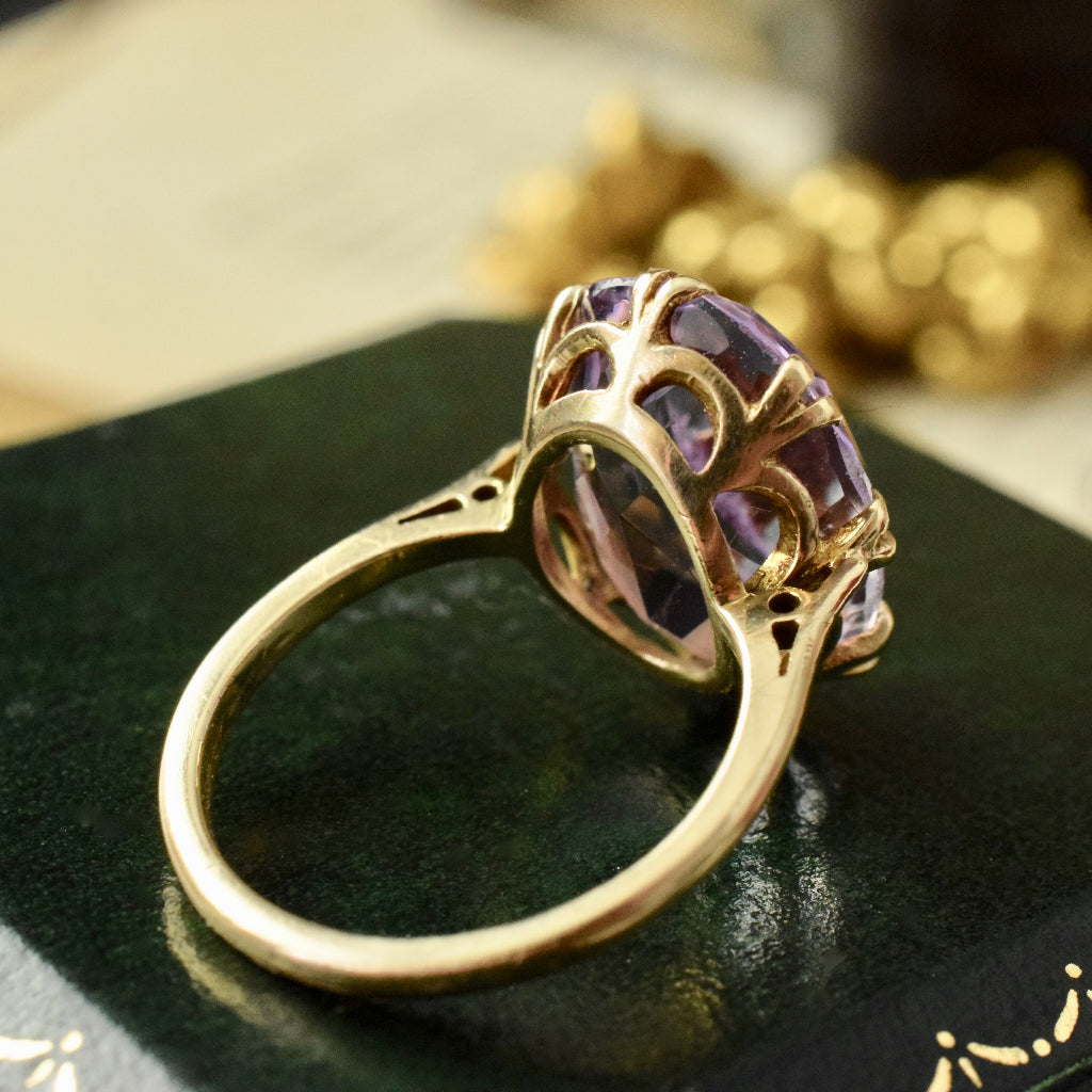 Vintage ‘Rose de France’ Oval Amethyst 9ct Yellow Gold Ring