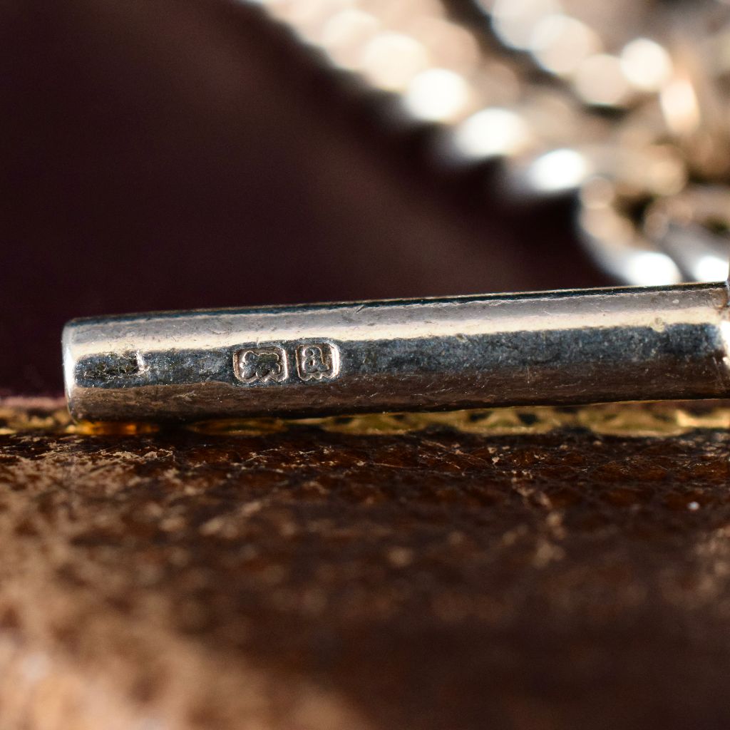 Antique Victorian Heavy 88.37g Sterling Silver Double Albert Chain 1900