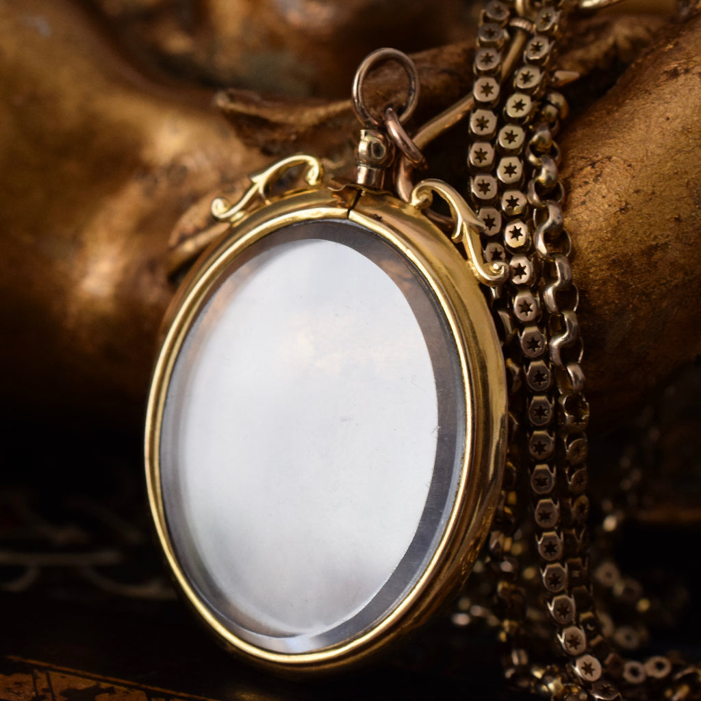 Antique Victorian / Edwardian 9ct Yellow Gold Double Sided Photo Locket Circa 1900