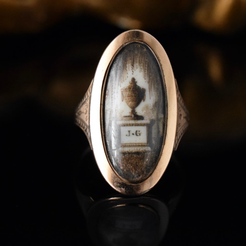 Georgian Sepia 12ct Gold Mourning Ring Circa 1790
