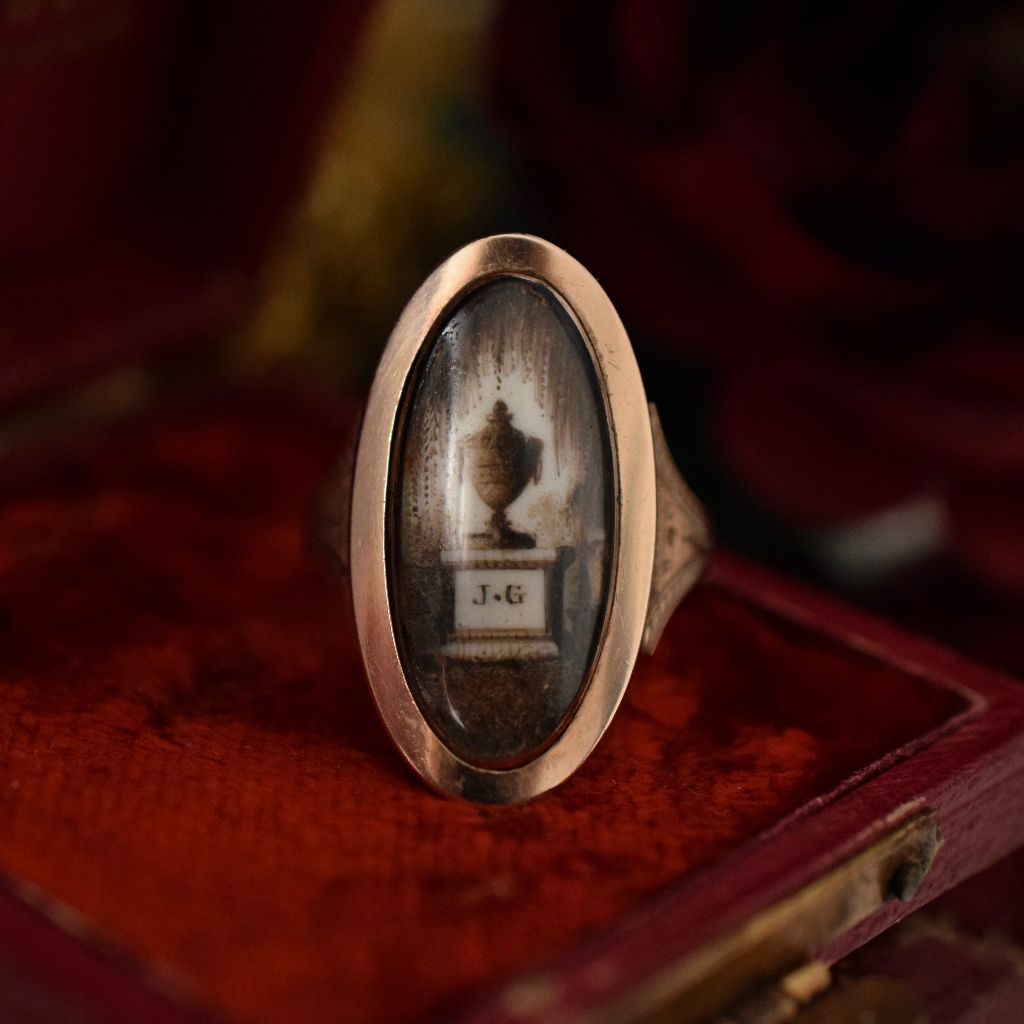 Georgian Sepia 12ct Gold Mourning Ring Circa 1790