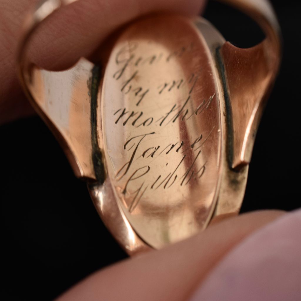 Georgian Sepia 12ct Gold Mourning Ring Circa 1790
