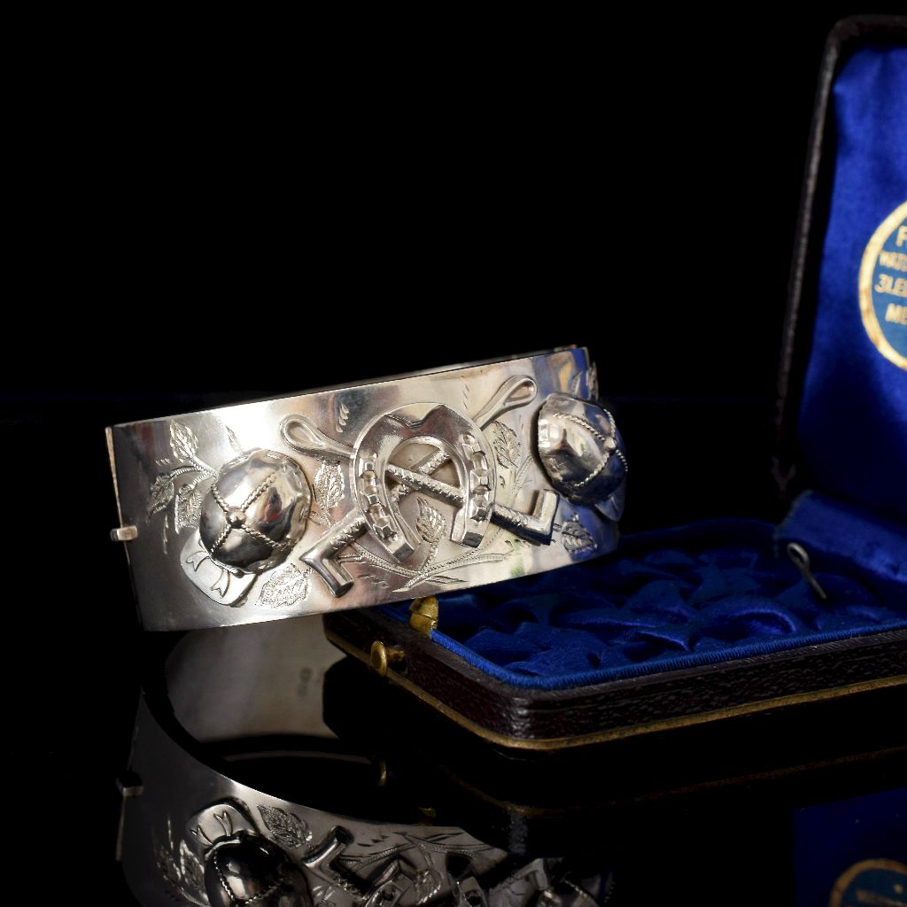 Victorian Sterling Silver ‘Equestrian’ Bangle London 1865