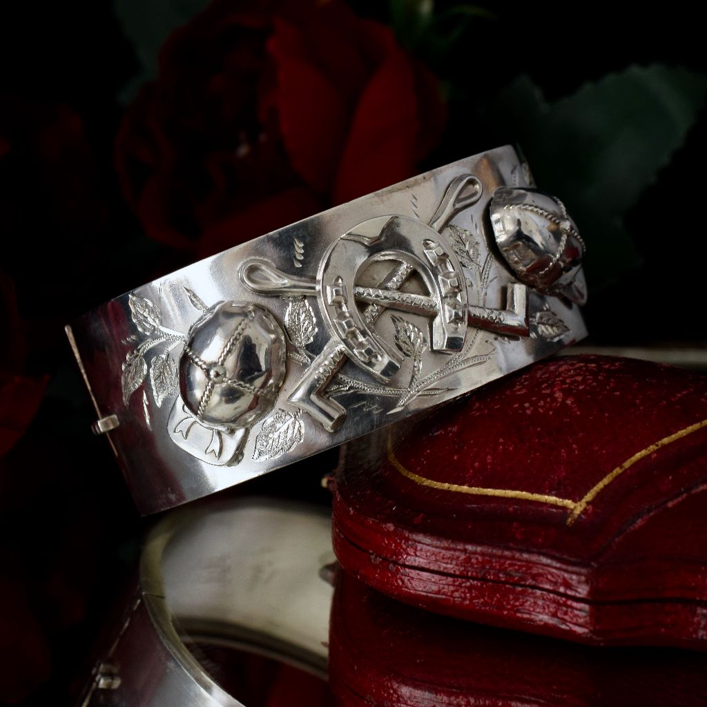 Victorian Sterling Silver ‘Equestrian’ Bangle London 1865