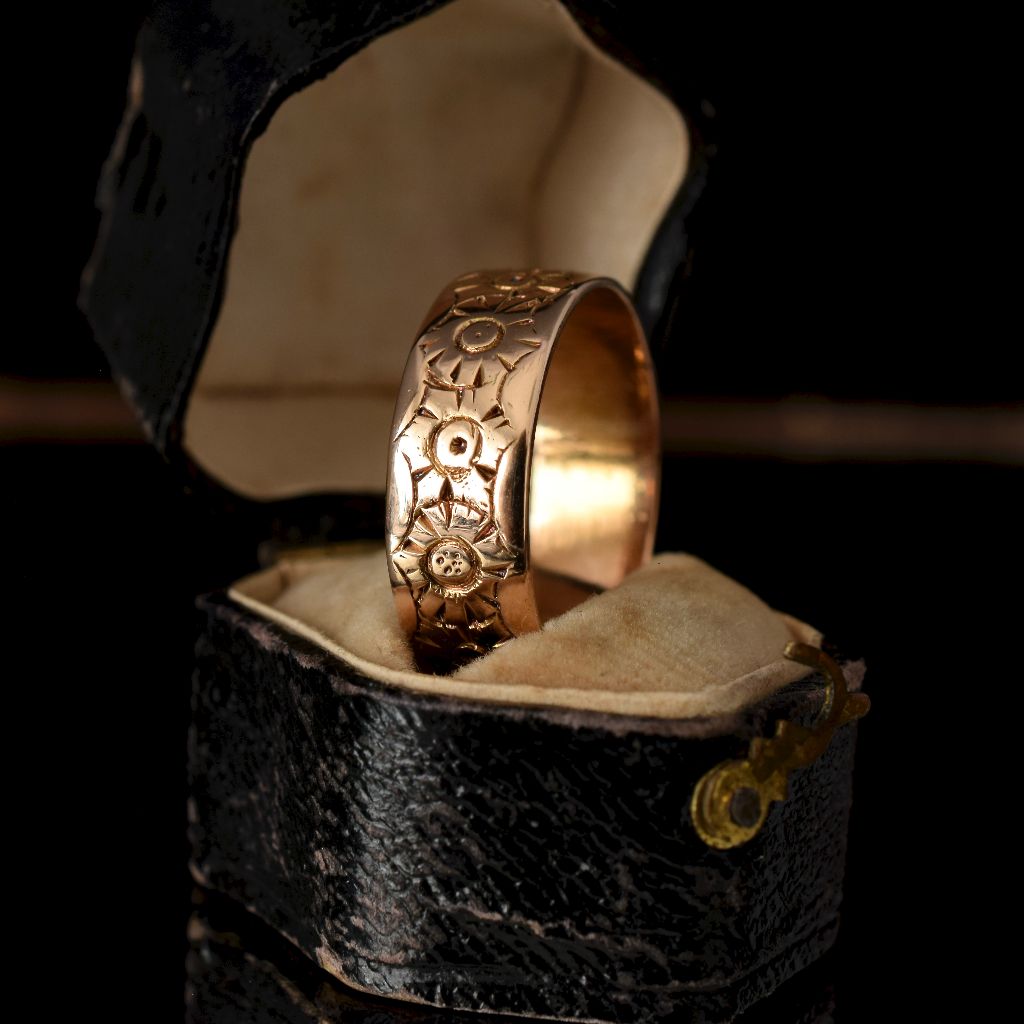 Antique 15ct Rose Gold Floral Cigar Band circa 1905