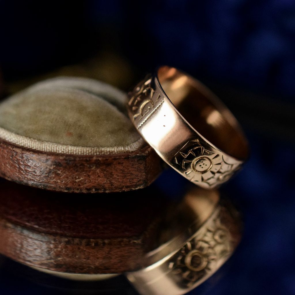Antique 15ct Rose Gold Floral Cigar Band circa 1905