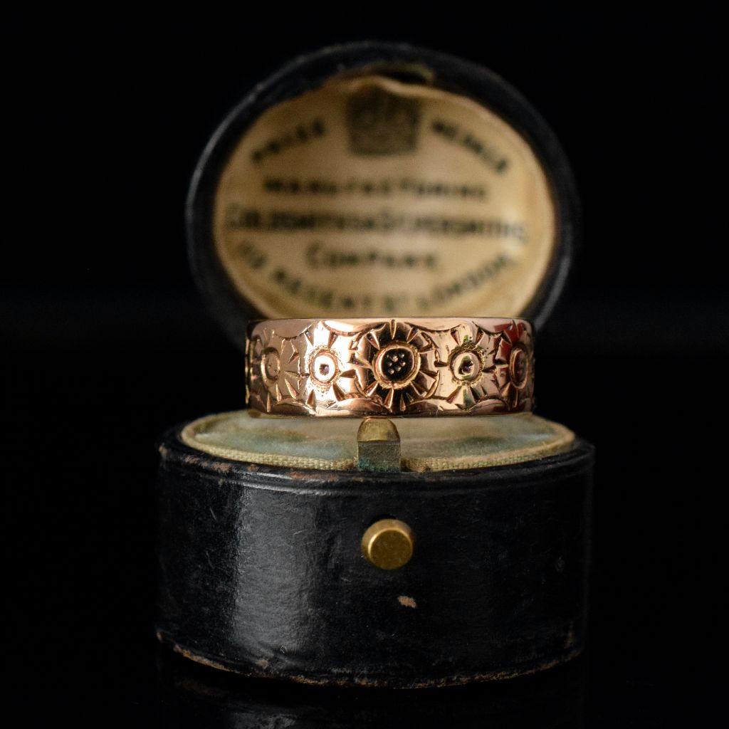 Antique 15ct Rose Gold Floral Cigar Band circa 1905