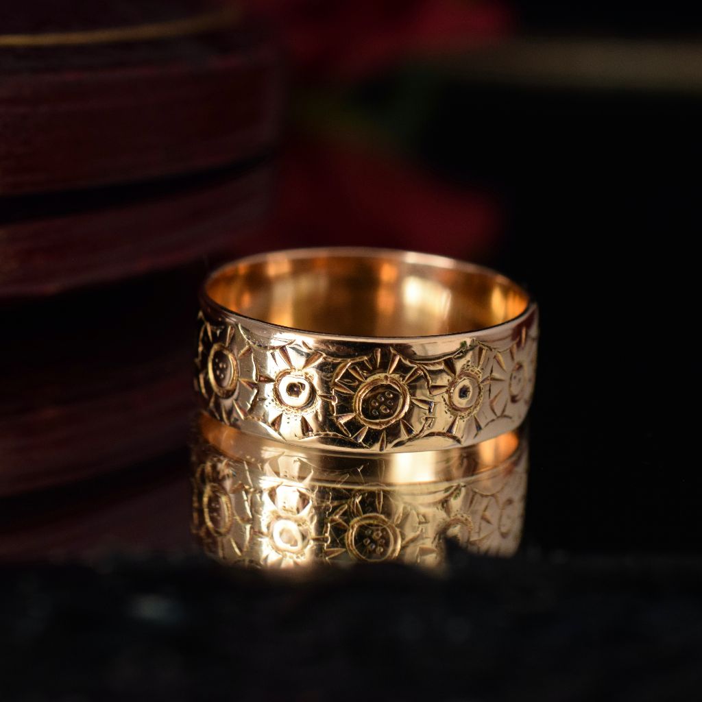 Antique 15ct Rose Gold Floral Cigar Band circa 1905