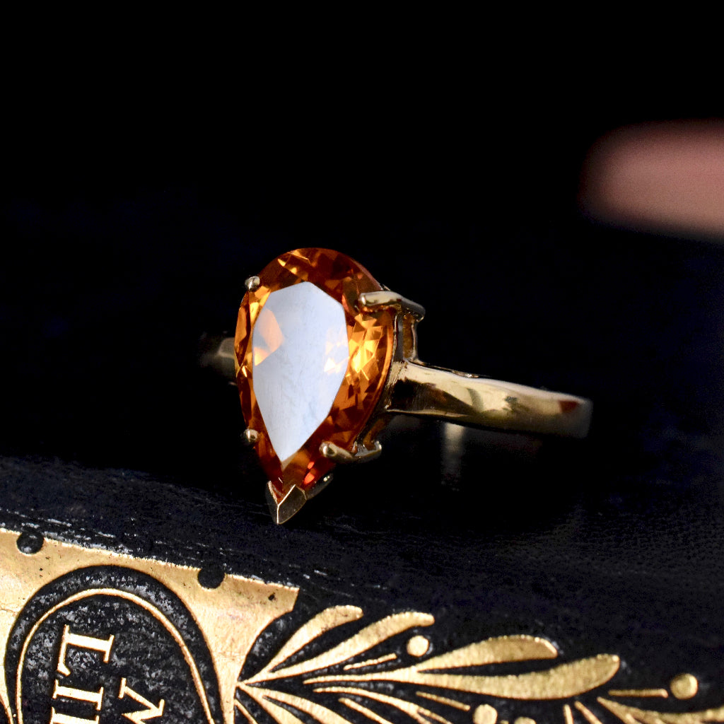 Contemporary Pear-Cut Citrine 9ct Yellow Gold Ring