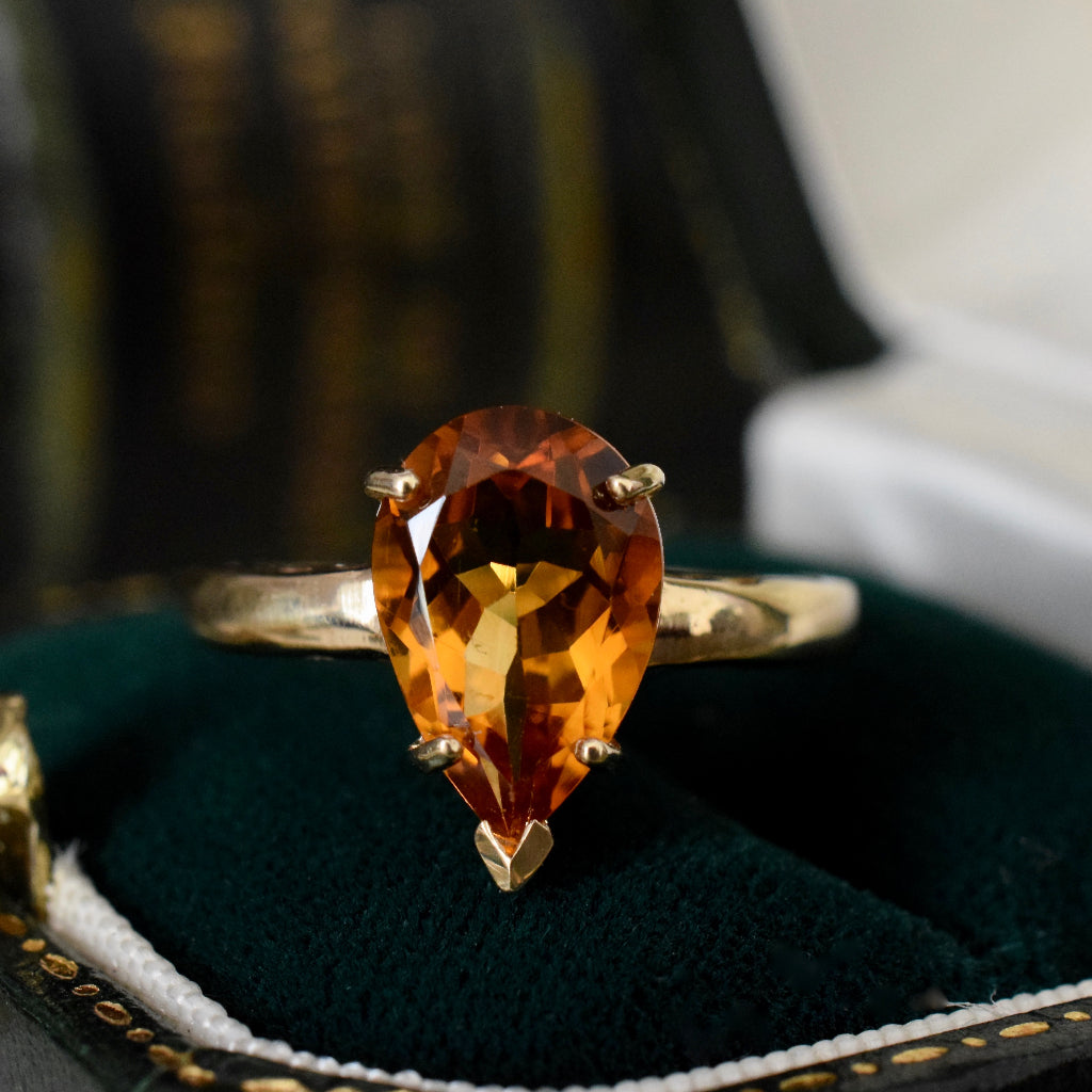 Contemporary Pear-Cut Citrine 9ct Yellow Gold Ring