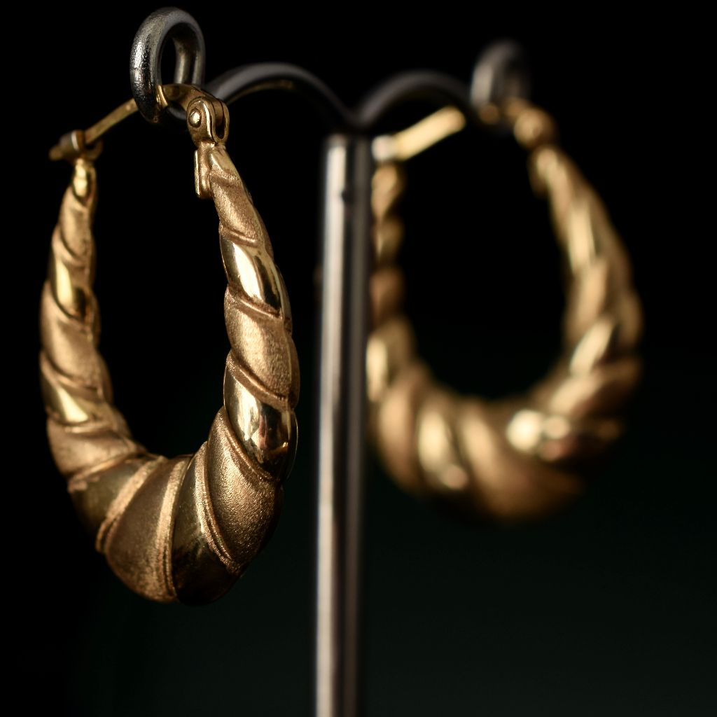 Charming 9ct Yellow Gold ‘Creole’ Italian Earrings