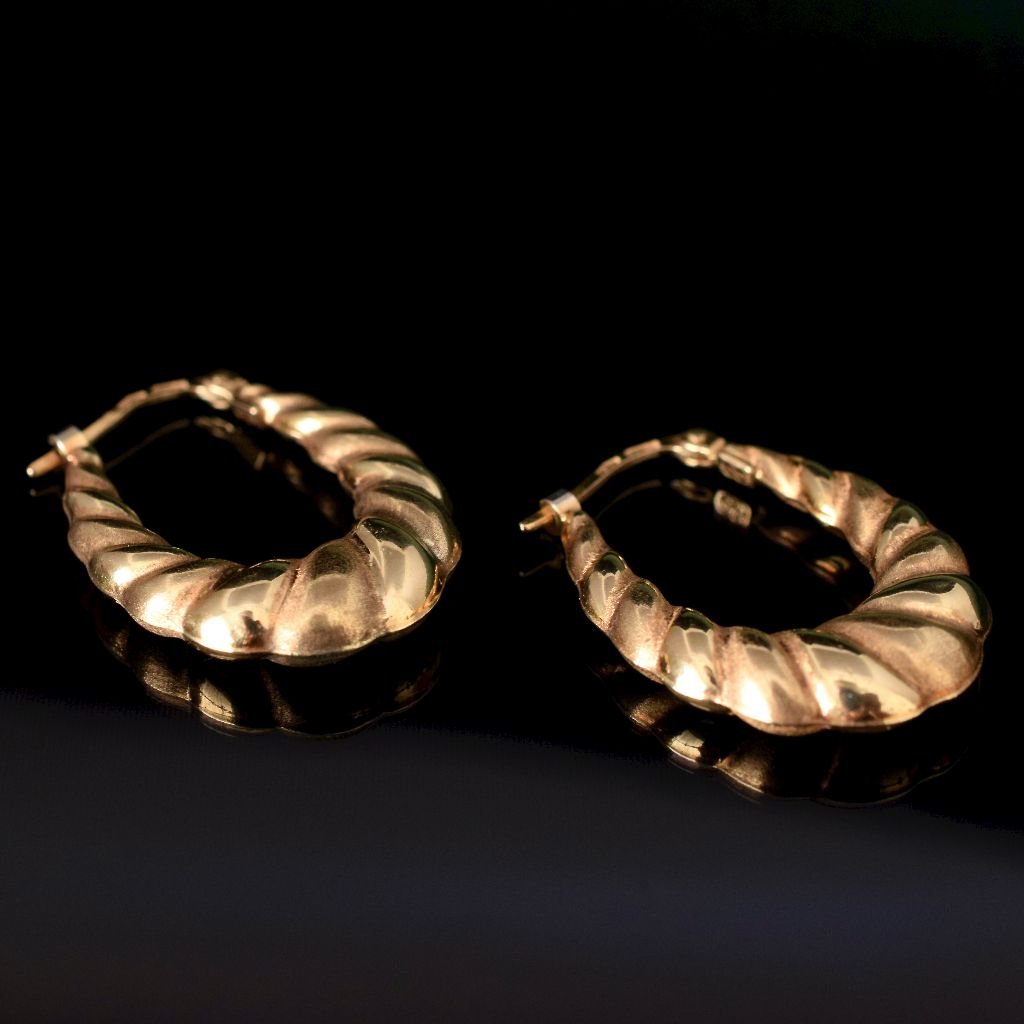 Charming 9ct Yellow Gold ‘Creole’ Italian Earrings