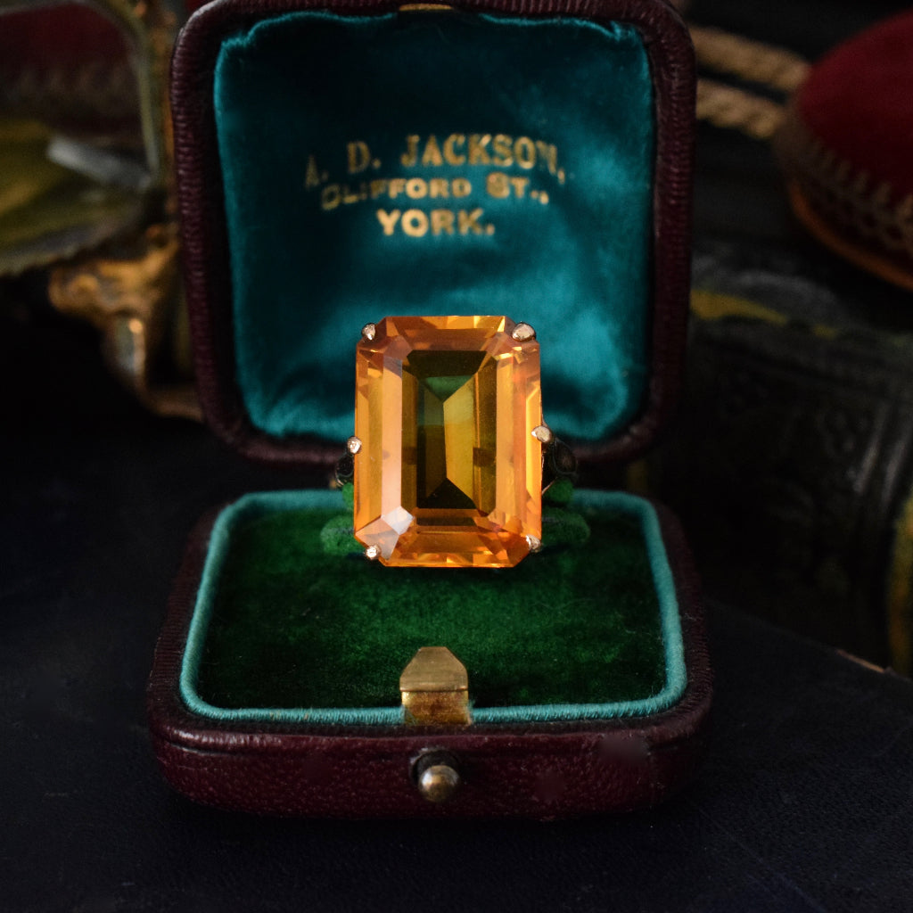 Vintage Large Citrine 9ct Yellow Gold Ring