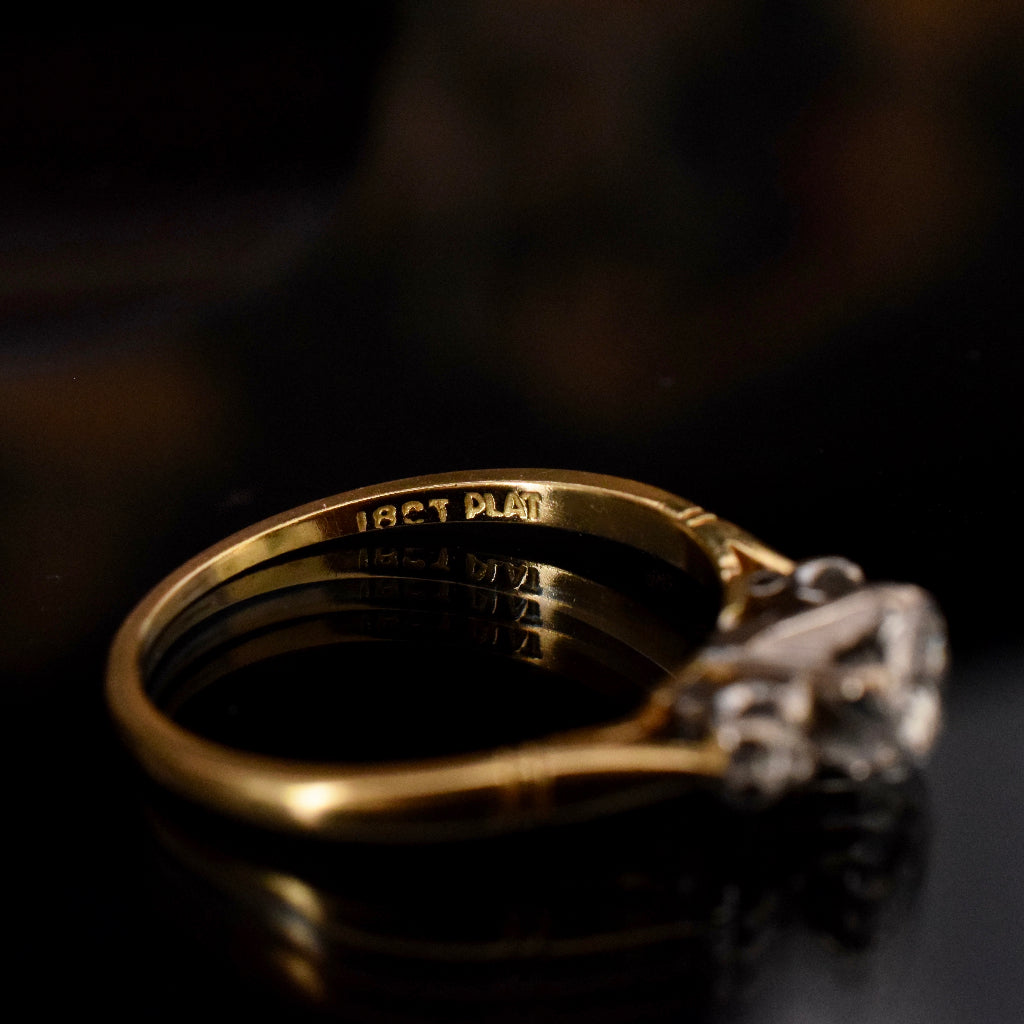 18ct Yellow Gold ‘Angus & Coote’ Diamond Trilogy Ring Circa 1940’s