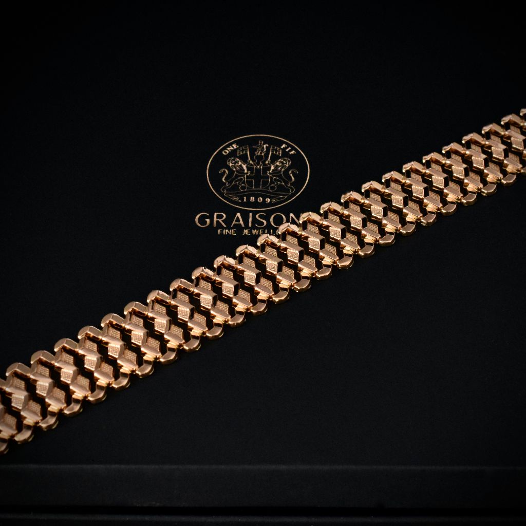 Vintage Italian 18ct Rose Gold Heavy 31 Gram Reversible Bracelet Valuation $8,565.00