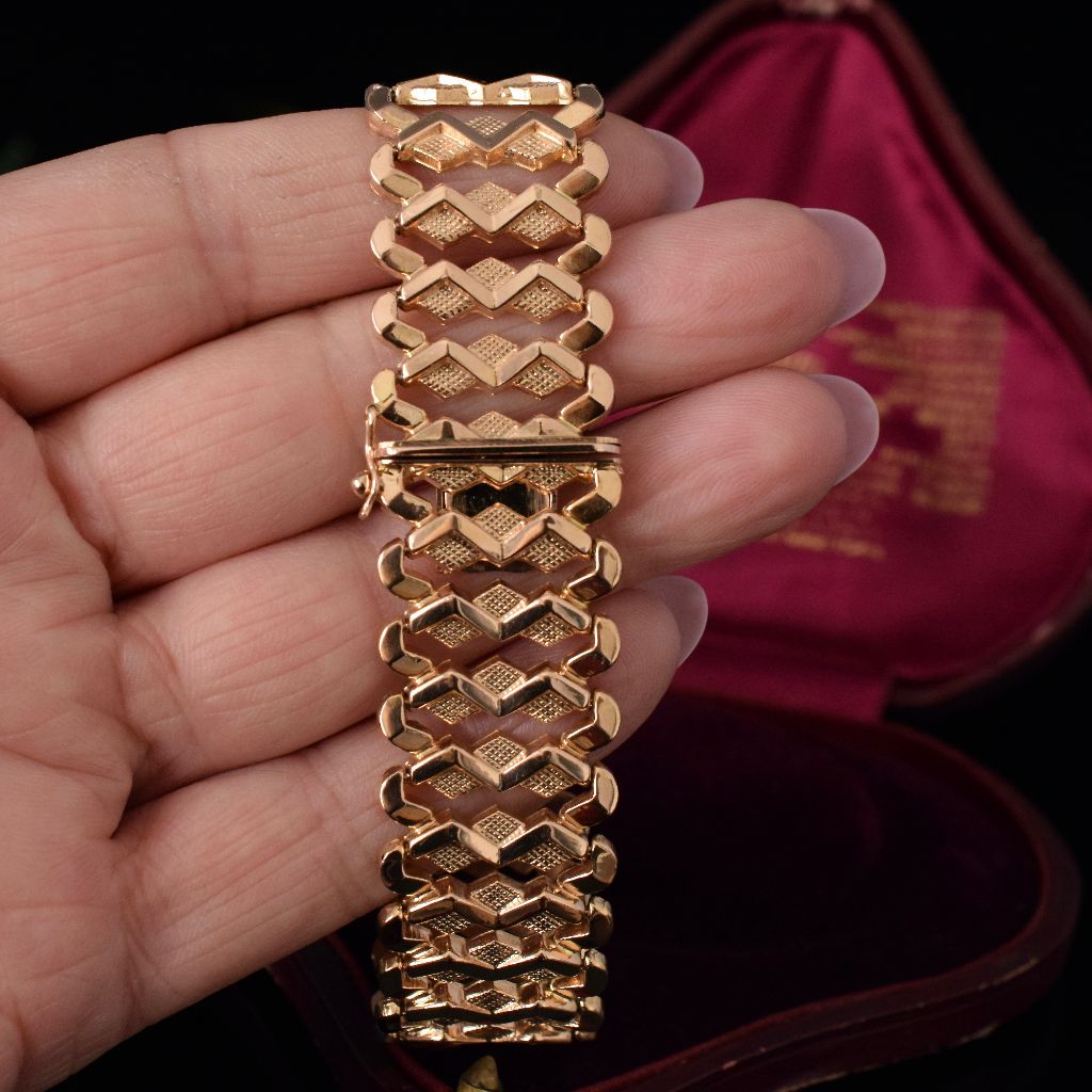 Vintage Italian 18ct Rose Gold Heavy 31 Gram Reversible Bracelet Valuation $8,565.00