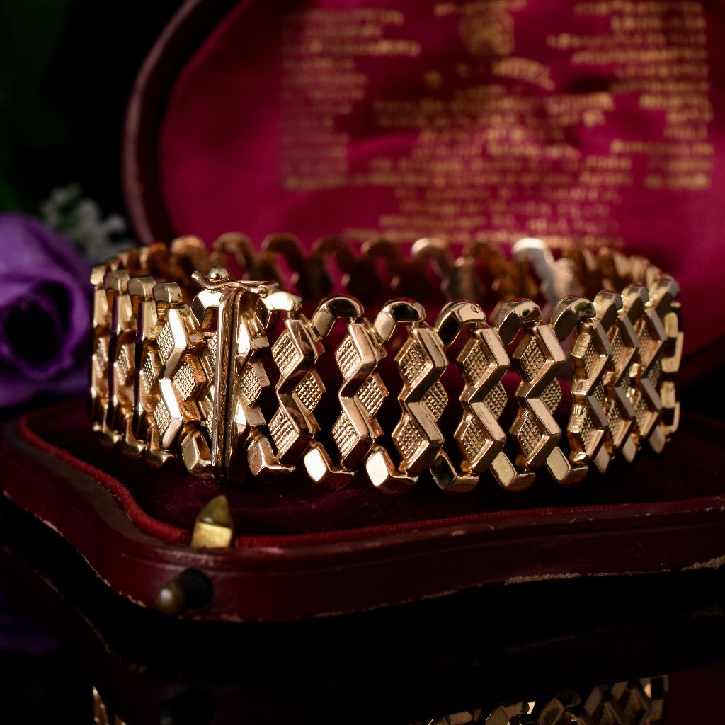 Vintage Italian 18ct Rose Gold Heavy 31 Gram Reversible Bracelet Valuation $8,565.00