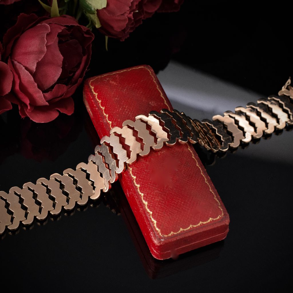 Vintage Italian 18ct Rose Gold Heavy 31 Gram Reversible Bracelet Valuation $8,565.00