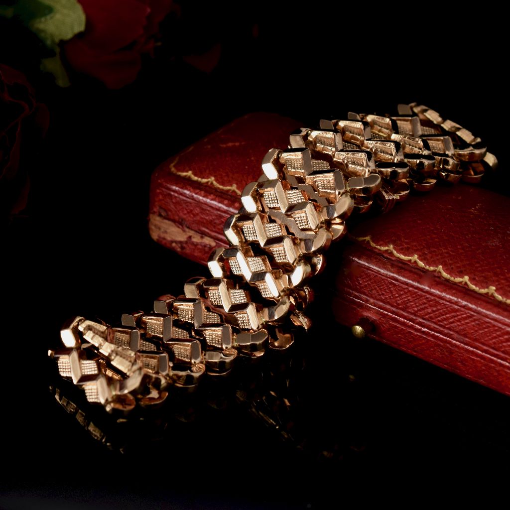 Vintage Italian 18ct Rose Gold Heavy 31 Gram Reversible Bracelet Valuation $8,565.00