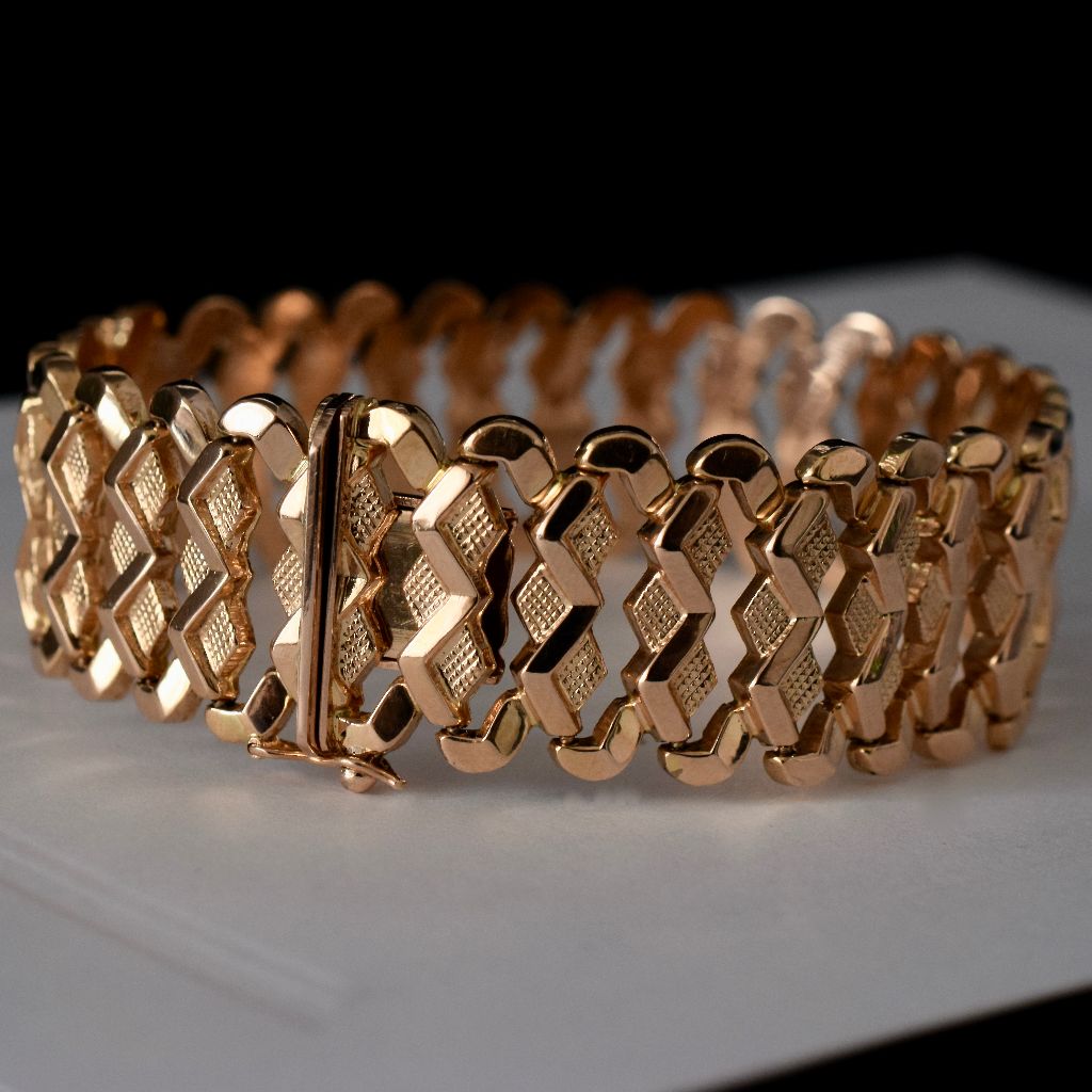 Vintage Italian 18ct Rose Gold Heavy 31 Gram Reversible Bracelet Valuation $8,565.00