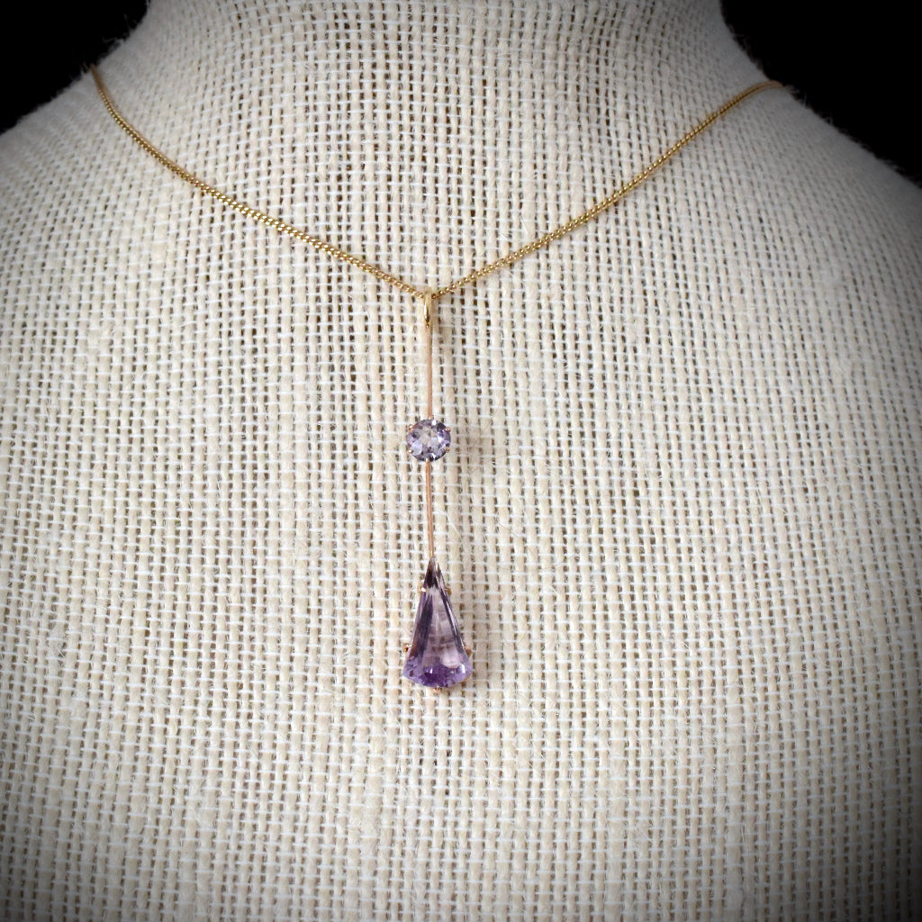 Antique Edwardian ‘Rose de France’ Amethyst 9ct Lavaliere