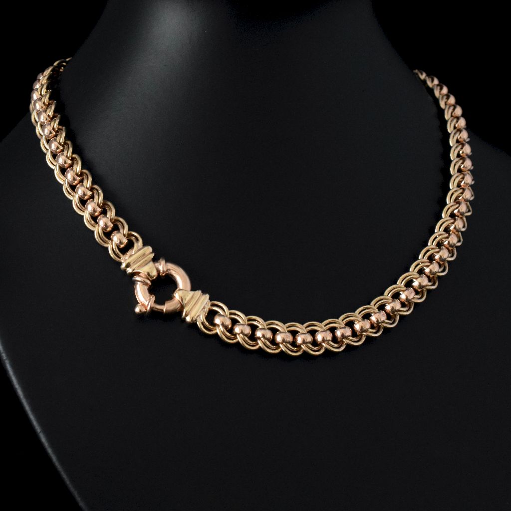 Vintage/Modern Heavy 63.81 Gram Double Curb Roller Style 9ct Gold Necklace