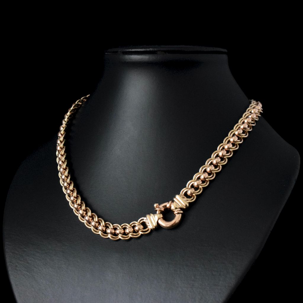 Vintage/Modern Heavy 63.81 Gram Double Curb Roller Style 9ct Gold Necklace