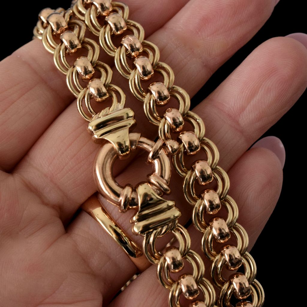 Vintage/Modern Heavy 63.81 Gram Double Curb Roller Style 9ct Gold Necklace