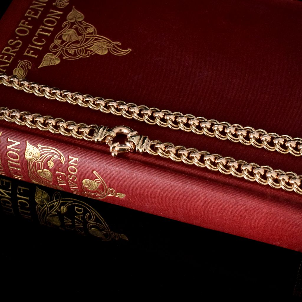 Vintage/Modern Heavy 63.81 Gram Double Curb Roller Style 9ct Gold Necklace