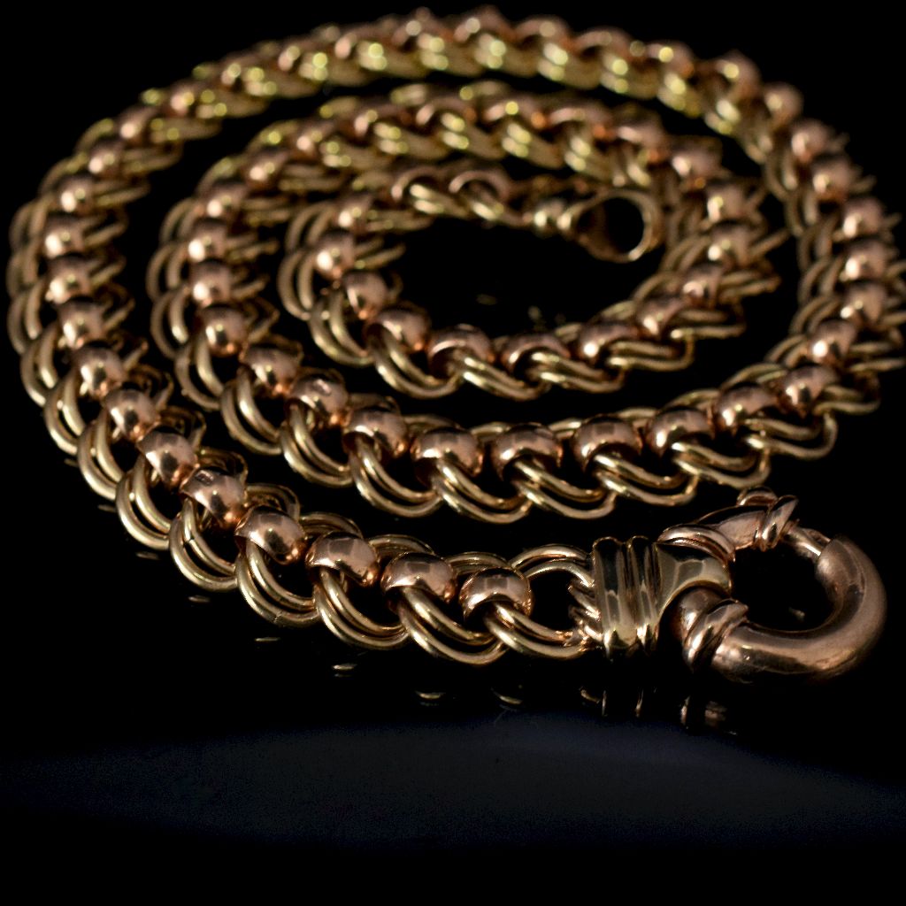 Vintage/Modern Heavy 63.81 Gram Double Curb Roller Style 9ct Gold Necklace