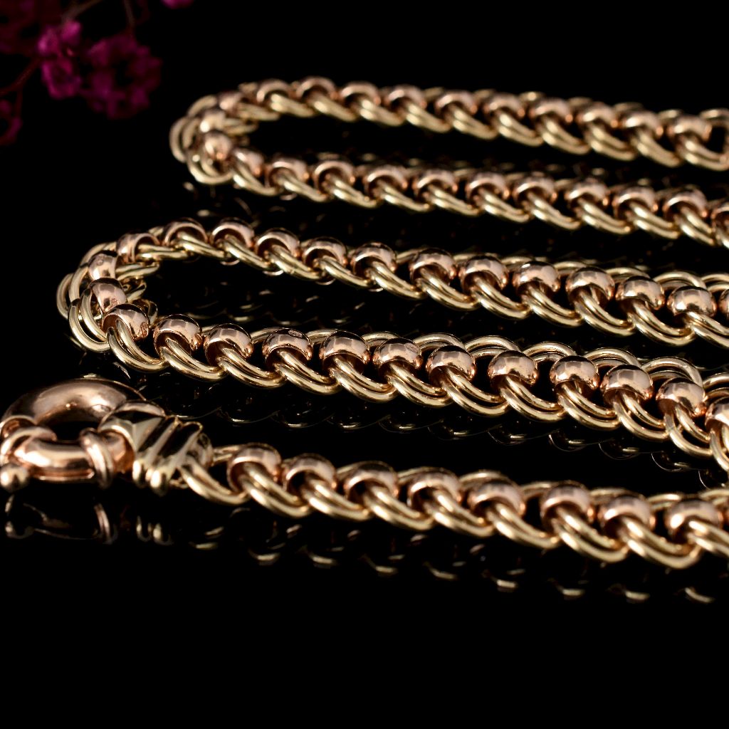 Vintage/Modern Heavy 63.81 Gram Double Curb Roller Style 9ct Gold Necklace