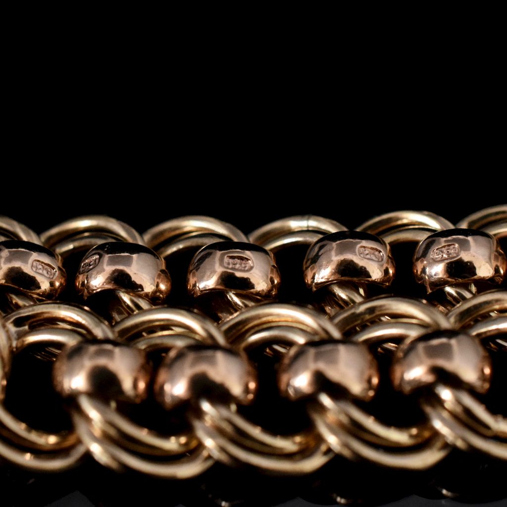 Vintage/Modern Heavy 63.81 Gram Double Curb Roller Style 9ct Gold Necklace