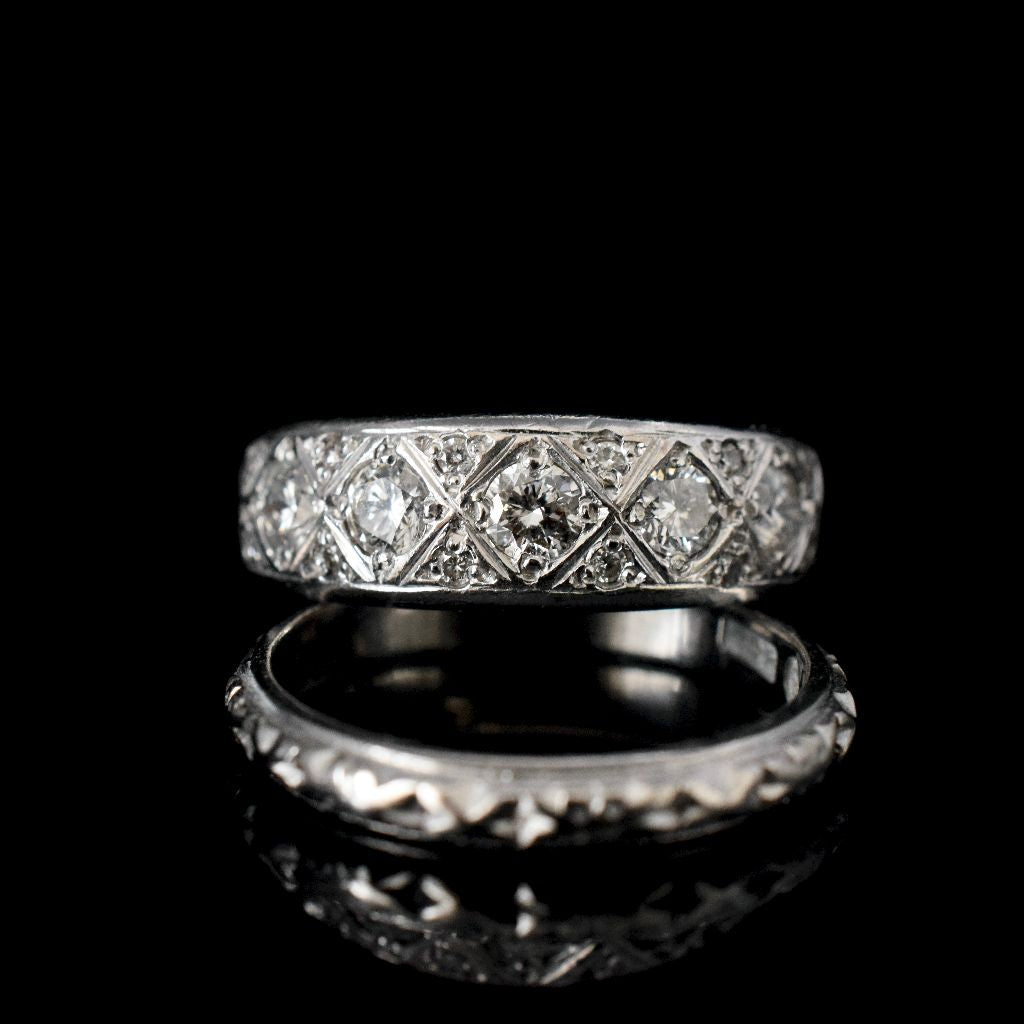 Vintage 18ct White Gold 'Half Hoop' Diamond Ring