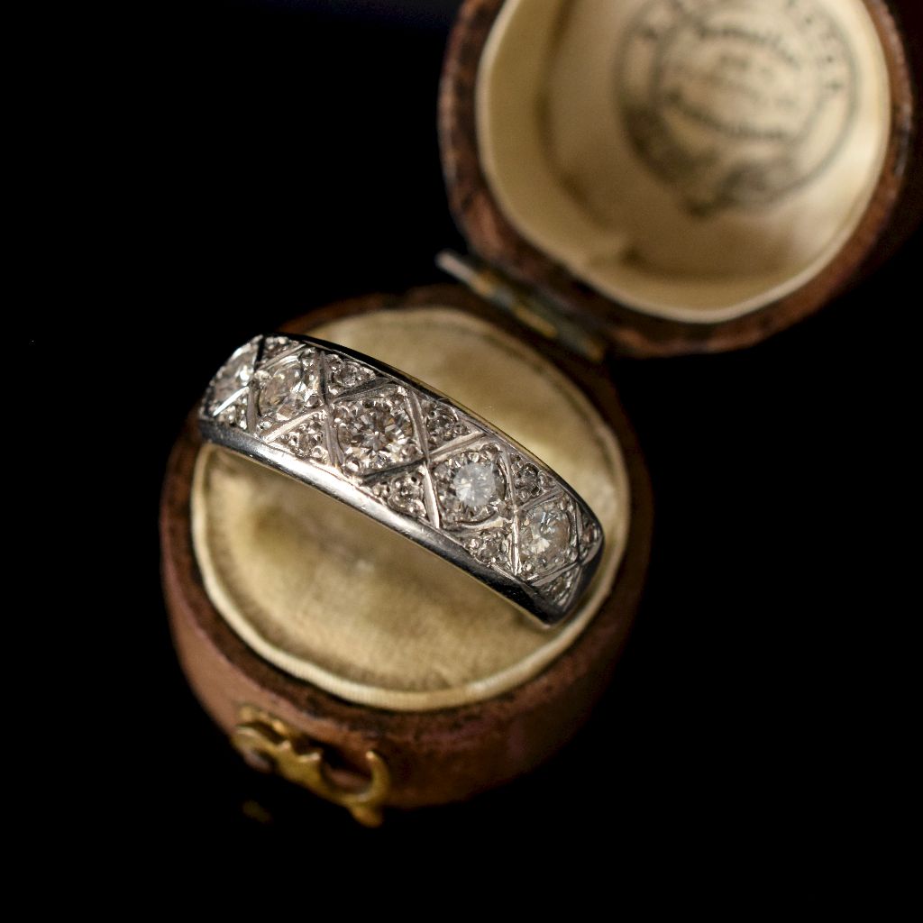 Vintage 18ct White Gold 'Half Hoop' Diamond Ring