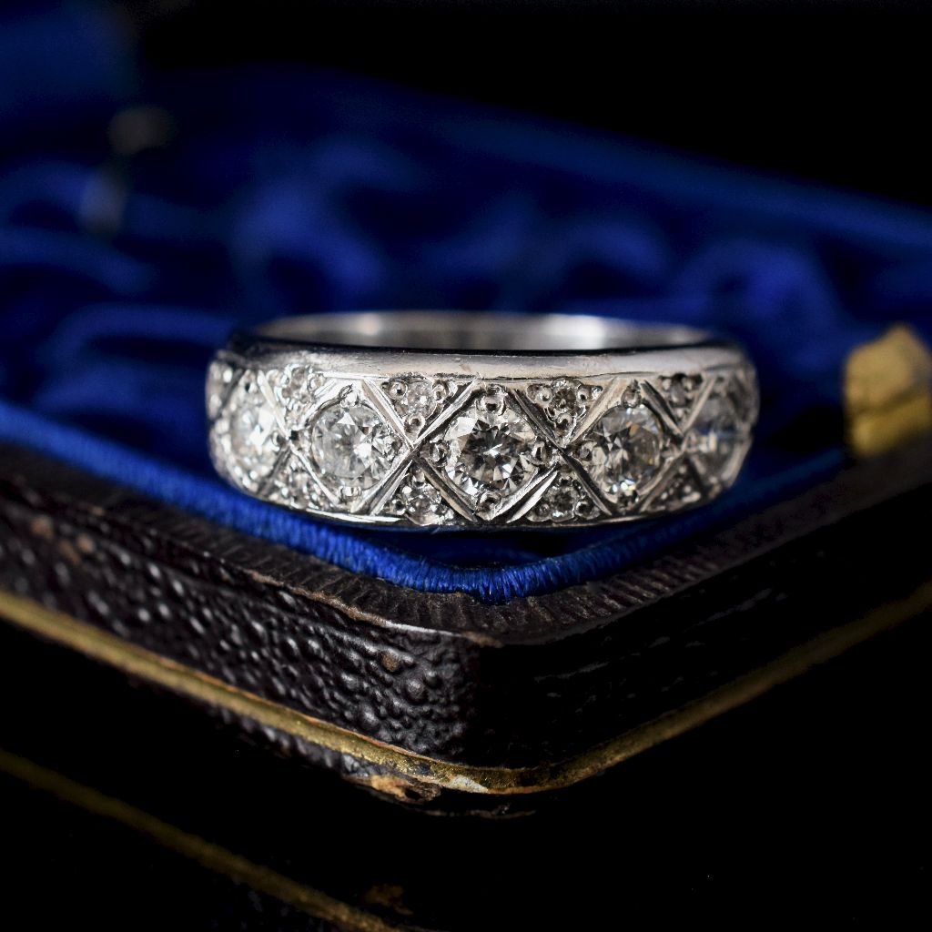 Vintage 18ct White Gold 'Half Hoop' Diamond Ring