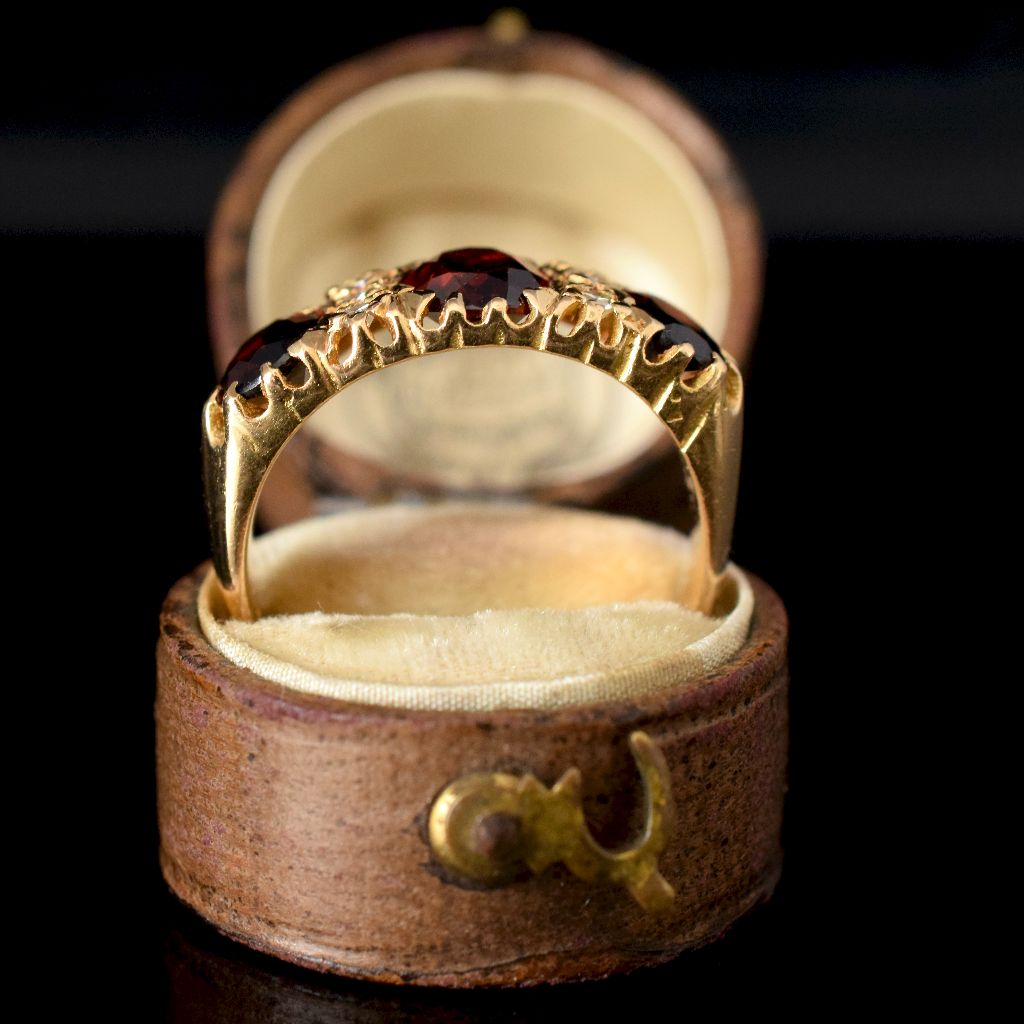 Vintage 18ct Yellow Gold Garnet And Diamond Ring Birmingham 1962