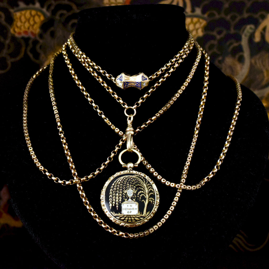 Early Victorian ‘In Memory Of’ Enamel Gold Cased Pendant Locket