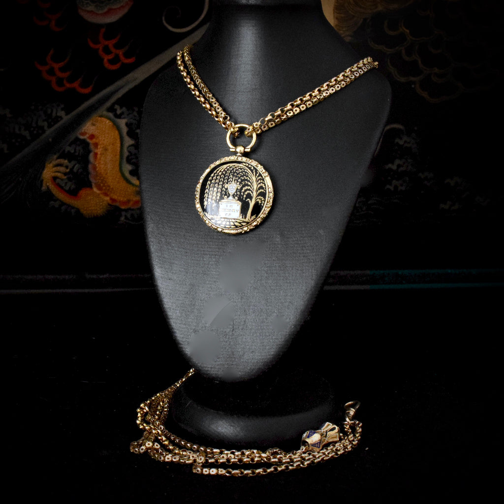 Early Victorian ‘In Memory Of’ Enamel Gold Cased Pendant Locket