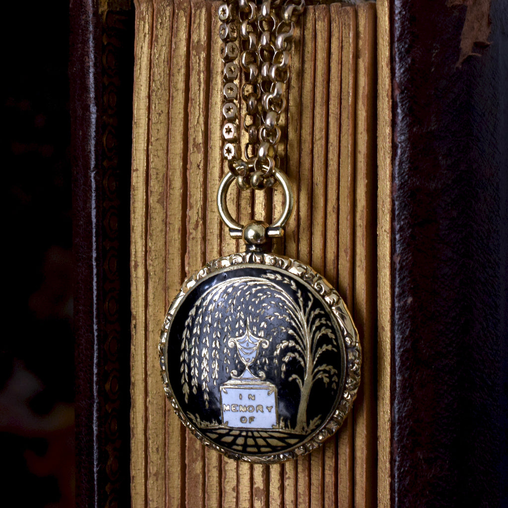 Early Victorian ‘In Memory Of’ Enamel Gold Cased Pendant Locket