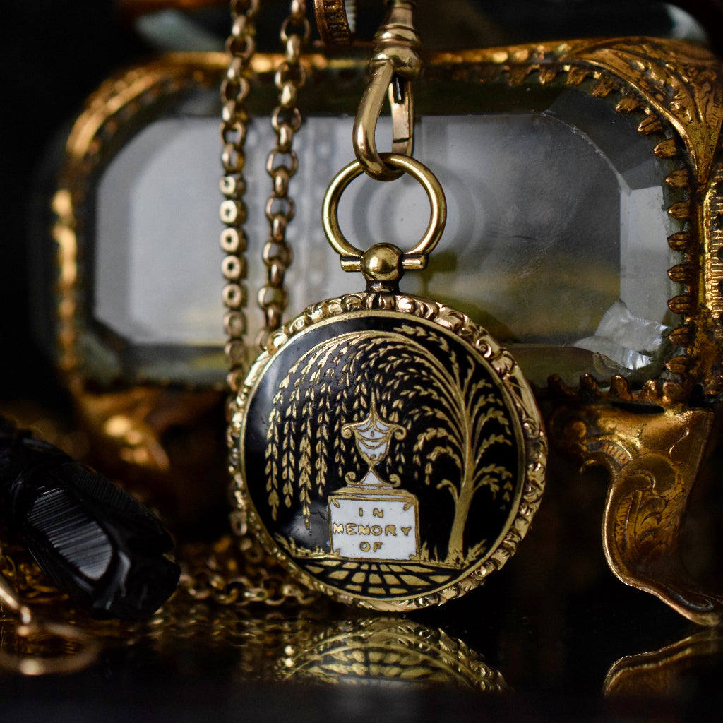 Early Victorian ‘In Memory Of’ Enamel Gold Cased Pendant Locket