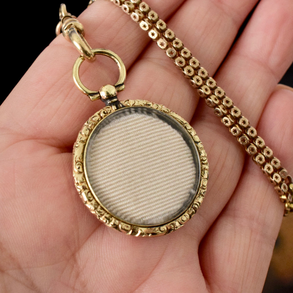 Early Victorian ‘In Memory Of’ Enamel Gold Cased Pendant Locket