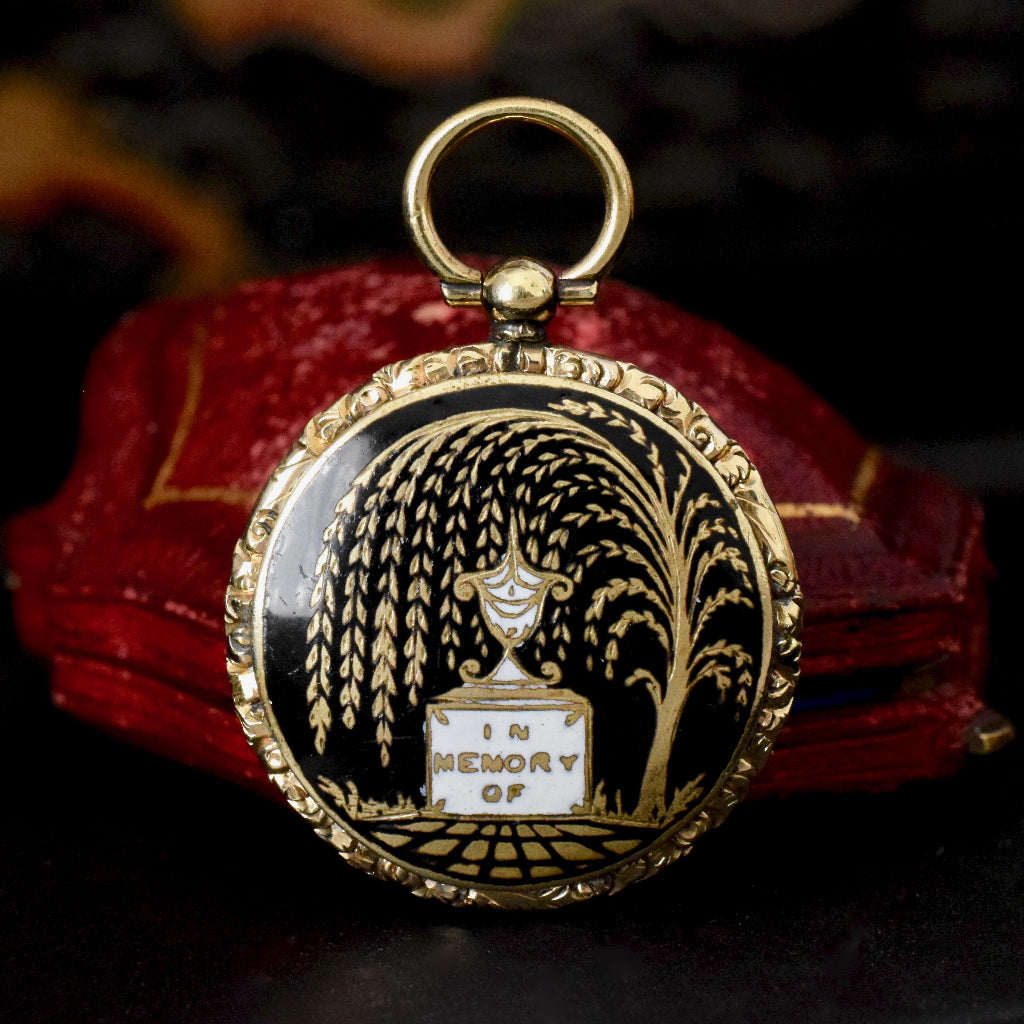 Early Victorian ‘In Memory Of’ Enamel Gold Cased Pendant Locket