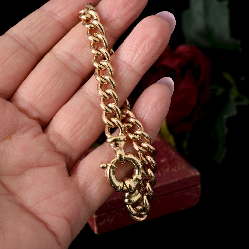 Modern Solid 9ct Yellow Gold Curb-link Bracelet 29.81 Grams
