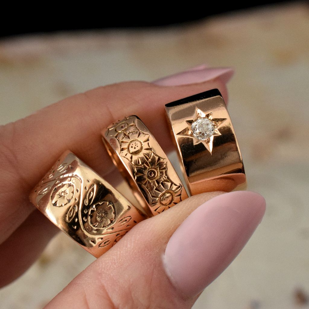 Antique Art Deco 18ct OMC Diamond Wide Cigar Band Circa 1920