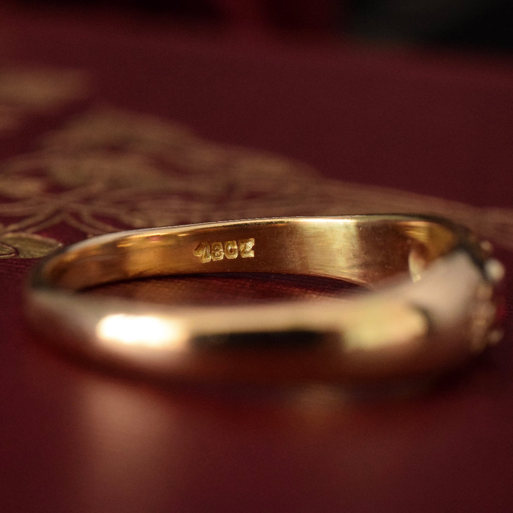 Vintage 18ct Yellow Gold Natural Ruby And Diamond Gypsy Ring